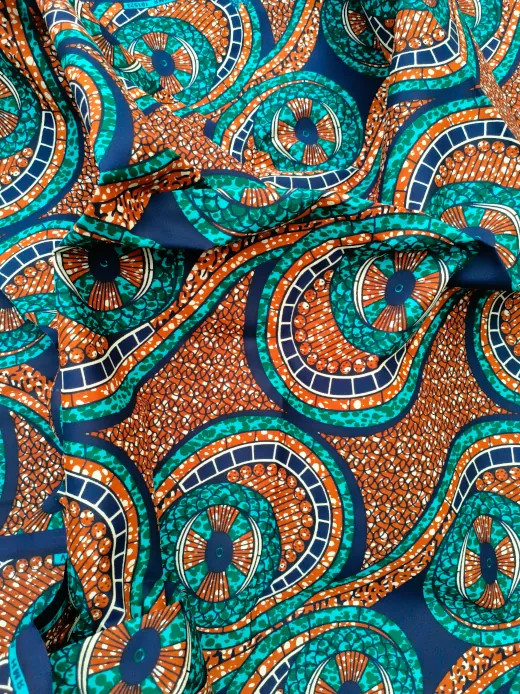 Buy Brown Turquoise African Print Fabric | By the Yard